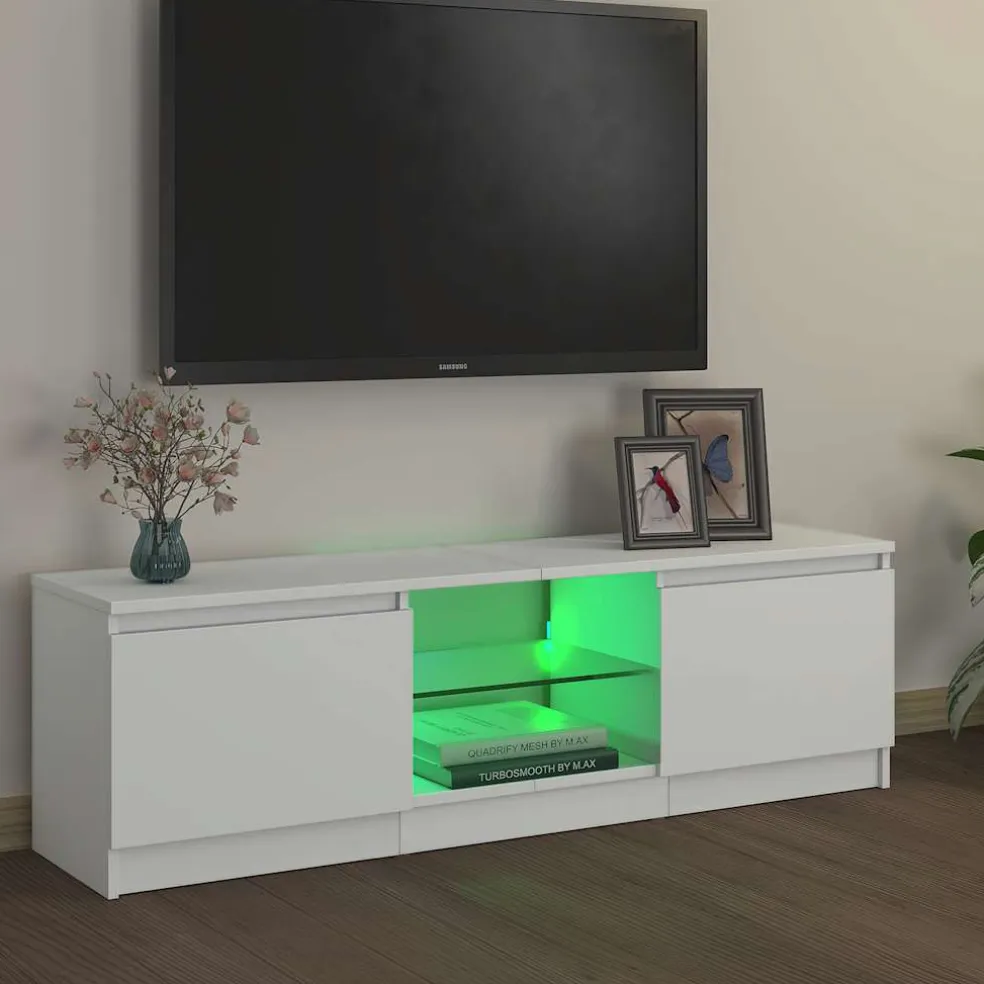 vidaXL Tv-meubel met LED-verlichting 120x30x36 cm wit