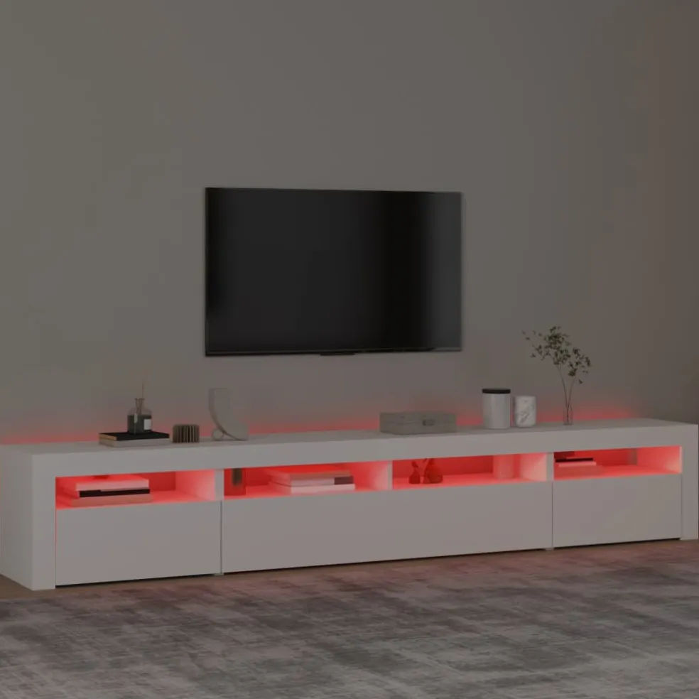 vidaXL Tv-meubel met LED-verlichting 240x35x40 cm wit