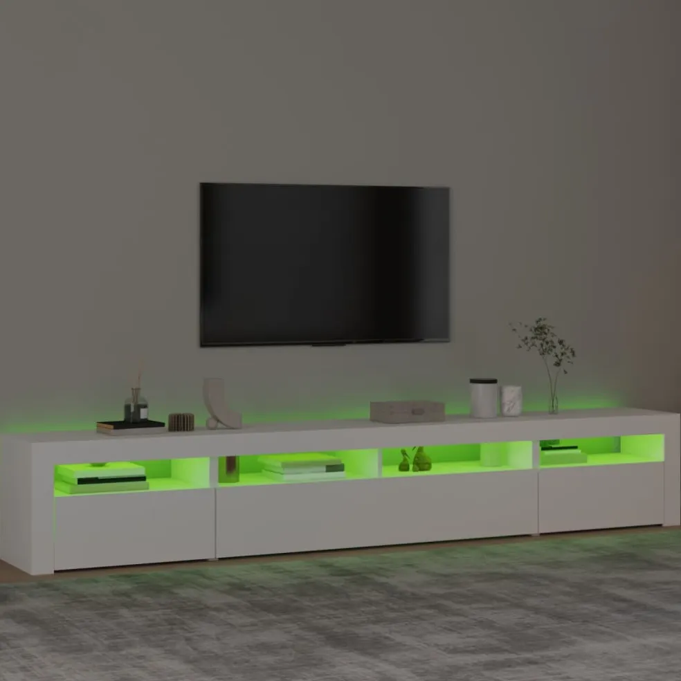 vidaXL Tv-meubel met LED-verlichting 240x35x40 cm wit