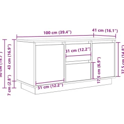 vidaXL Tv-meubel met LED-verlichting 100x41x50 cm zwart eikenkleurig