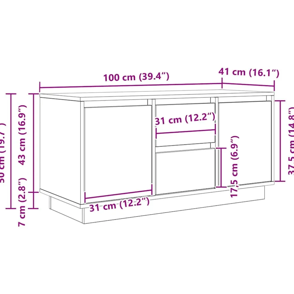 vidaXL Tv-meubel met LED-verlichting 100x41x50 cm zwart eikenkleurig