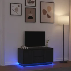 vidaXL Tv-meubel met LED-verlichting 100x41x50 cm zwart eikenkleurig