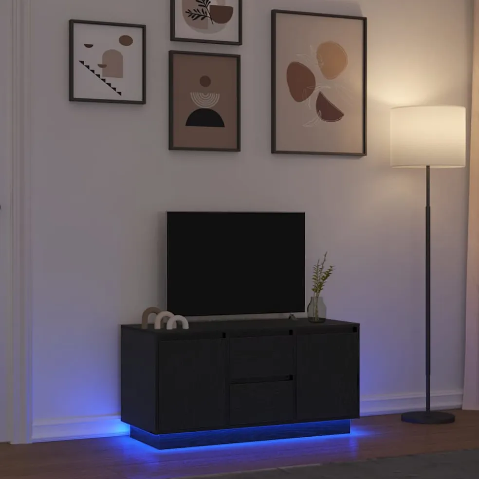 vidaXL Tv-meubel met LED-verlichting 100x41x50 cm zwart eikenkleurig