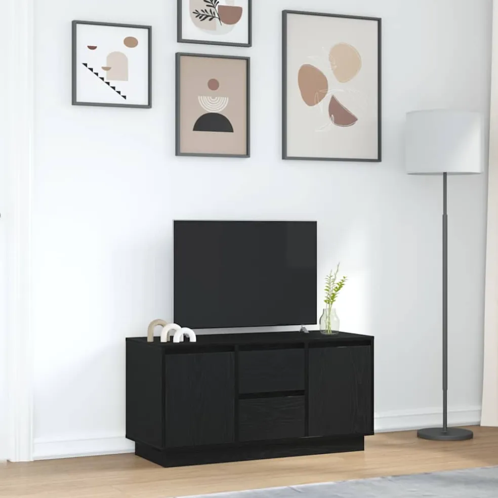 vidaXL Tv-meubel met LED-verlichting 100x41x50 cm zwart eikenkleurig