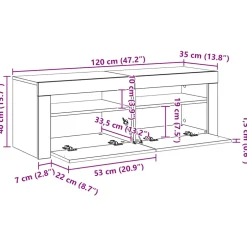 vidaXL Tv-meubel met LED-verlichting 120x35x40 cm betongrijs