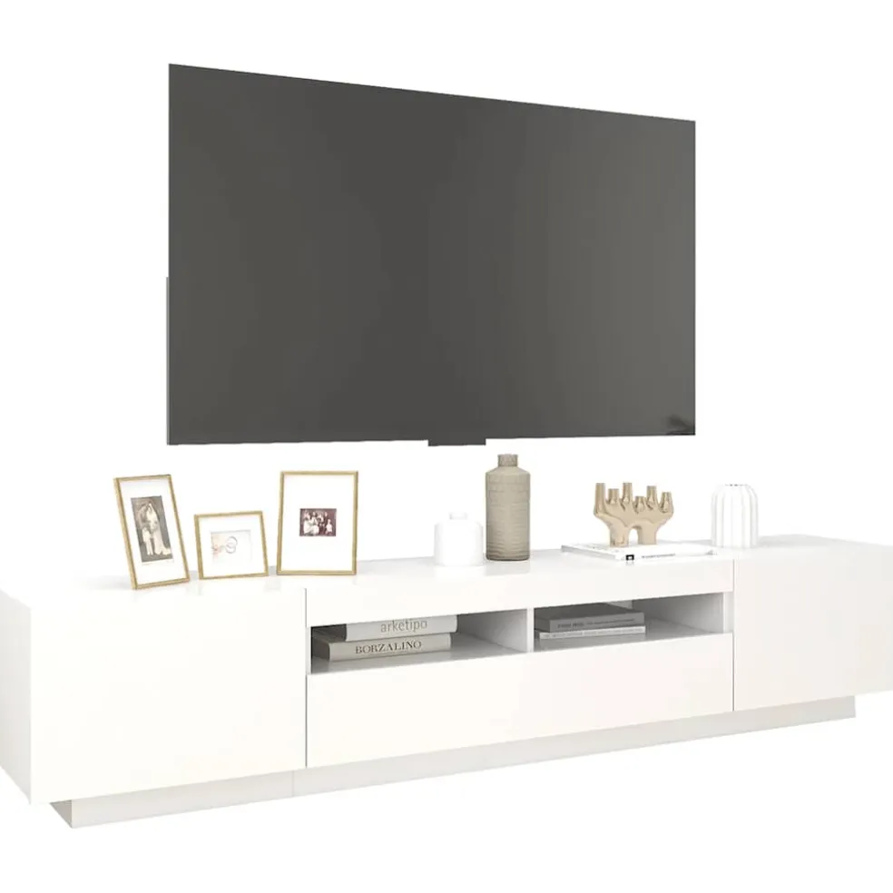 vidaXL Tv-meubel met LED-verlichting 200x35x40 cm wit