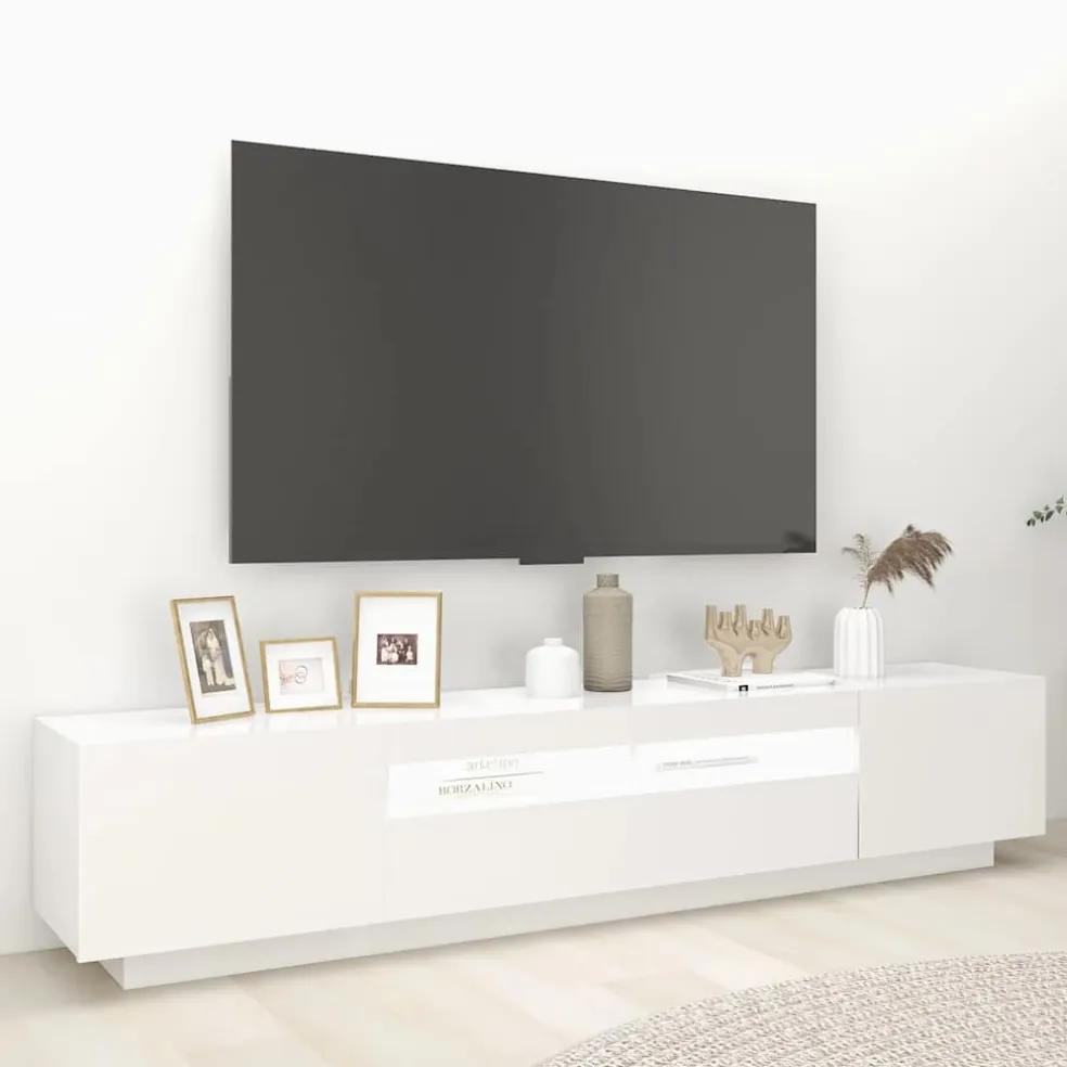 vidaXL Tv-meubel met LED-verlichting 200x35x40 cm wit