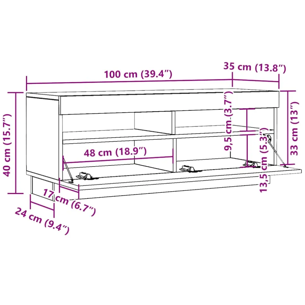 vidaXL Tv-meubel met LED-verlichting 200x35x40 cm wit
