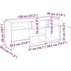 vidaXL Tv-meubel met LED-verlichting 120x30x50 cm wit