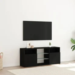 vidaXL Tv-meubel met LED 120x30x50 cm bewerkt hout zwart eiken