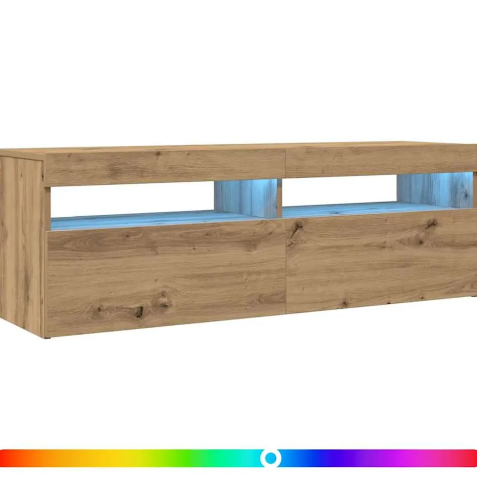 vidaXL Tv-meubel met LED 120x35x40 cm bewerkt hout artisanaal eiken