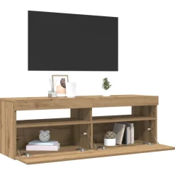vidaXL Tv-meubel met LED 120x35x40 cm bewerkt hout artisanaal eiken
