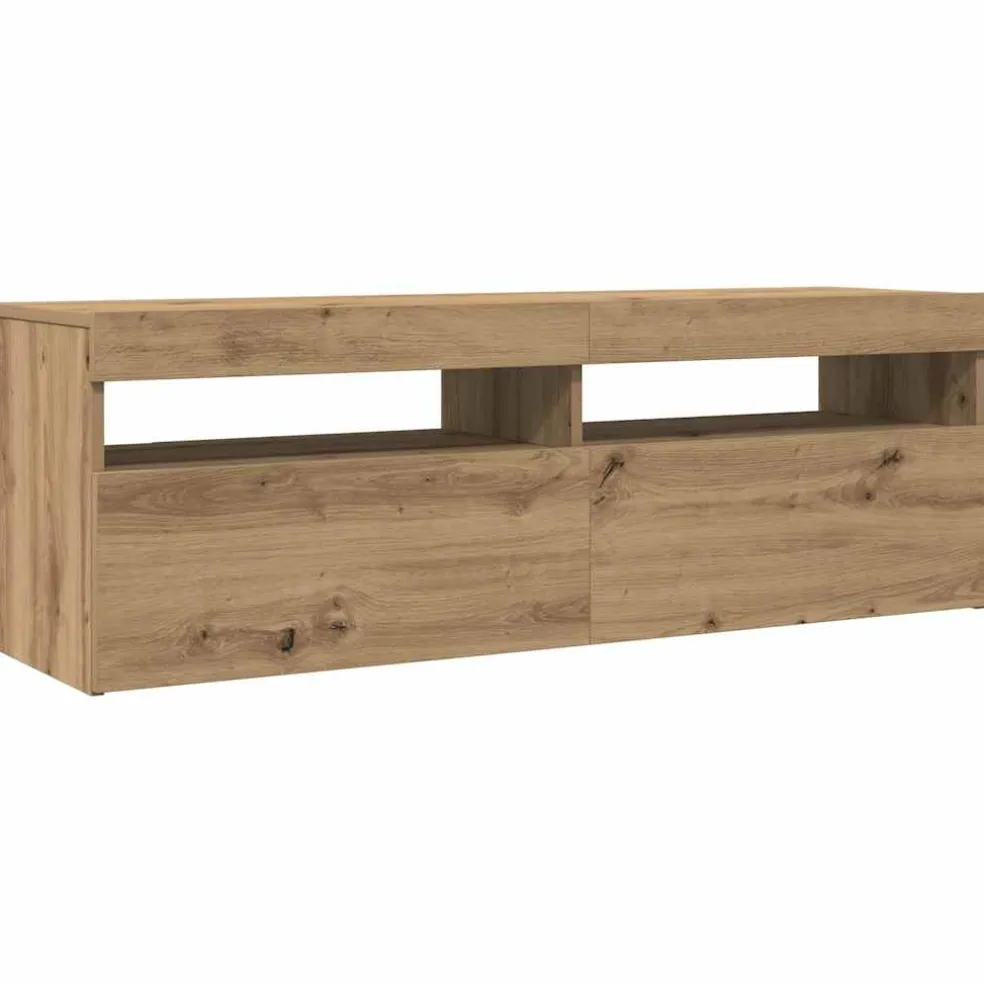 vidaXL Tv-meubel met LED 120x35x40 cm bewerkt hout artisanaal eiken