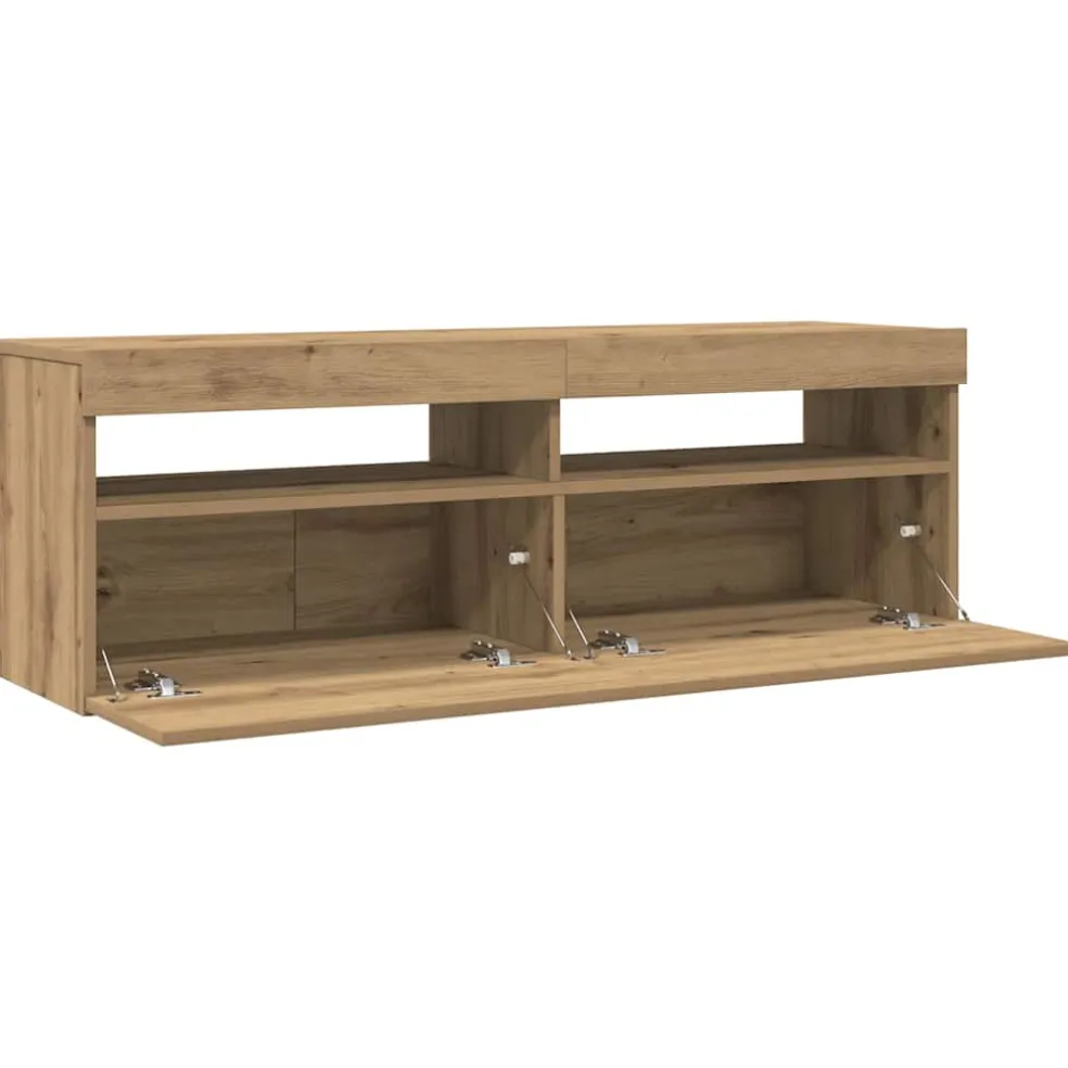 vidaXL Tv-meubel met LED 120x35x40 cm bewerkt hout artisanaal eiken