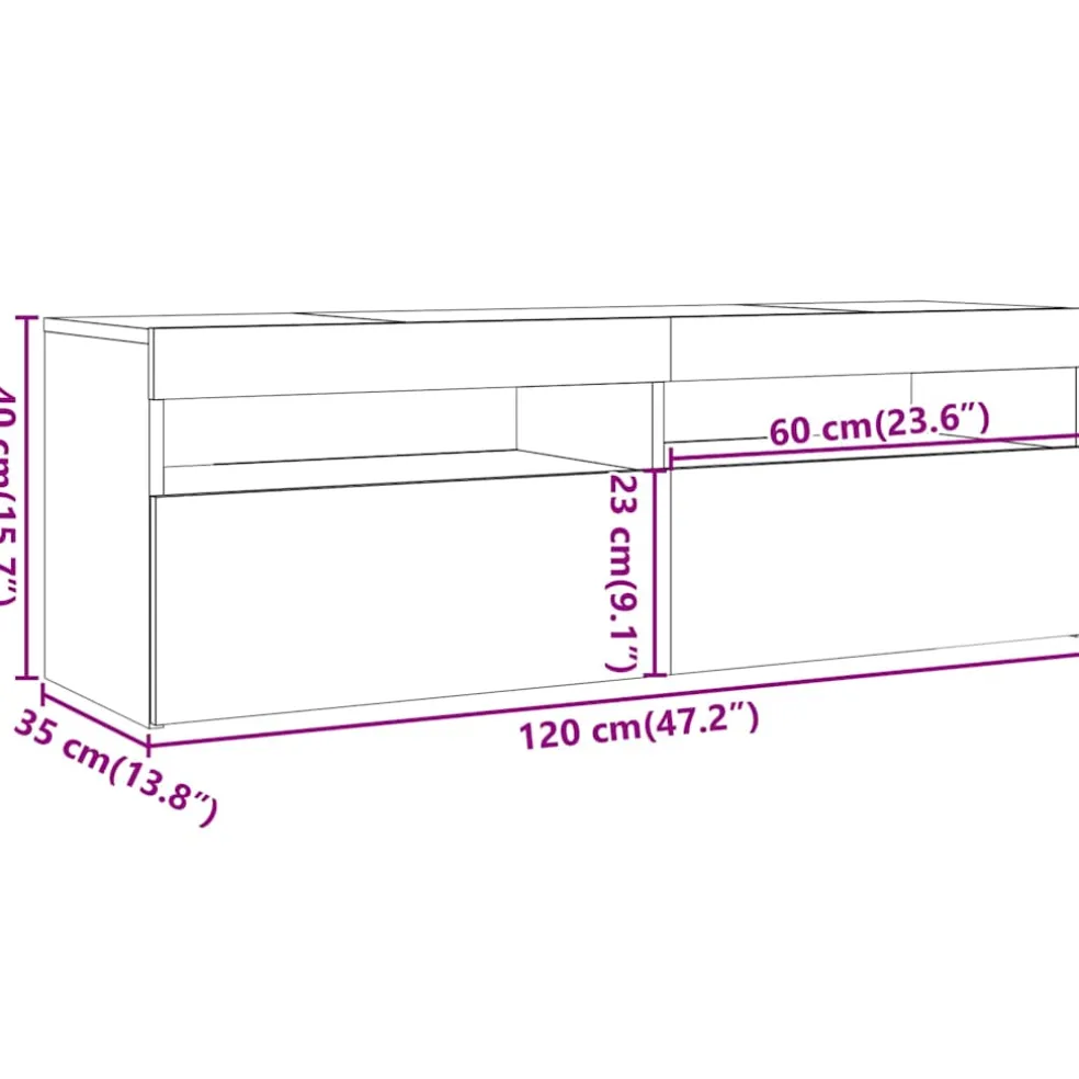 vidaXL Tv-meubel met LED 120x35x40 cm bewerkt hout artisanaal eiken