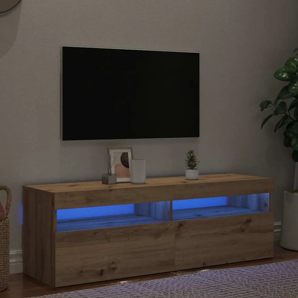 vidaXL Tv-meubel met LED 120x35x40 cm bewerkt hout artisanaal eiken