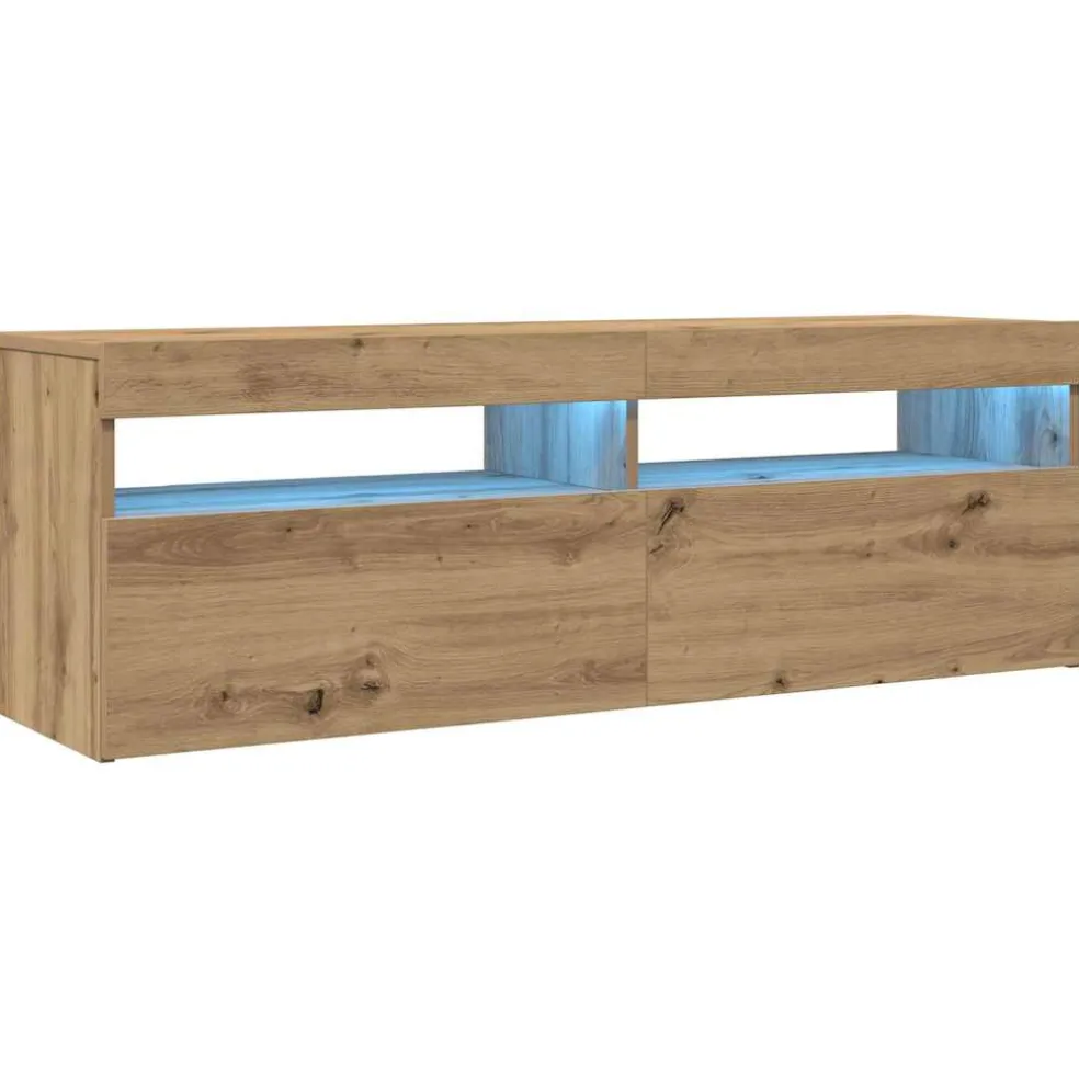 vidaXL Tv-meubel met LED 120x35x40 cm bewerkt hout artisanaal eiken