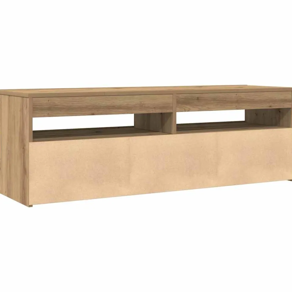 vidaXL Tv-meubel met LED 120x35x40 cm bewerkt hout artisanaal eiken