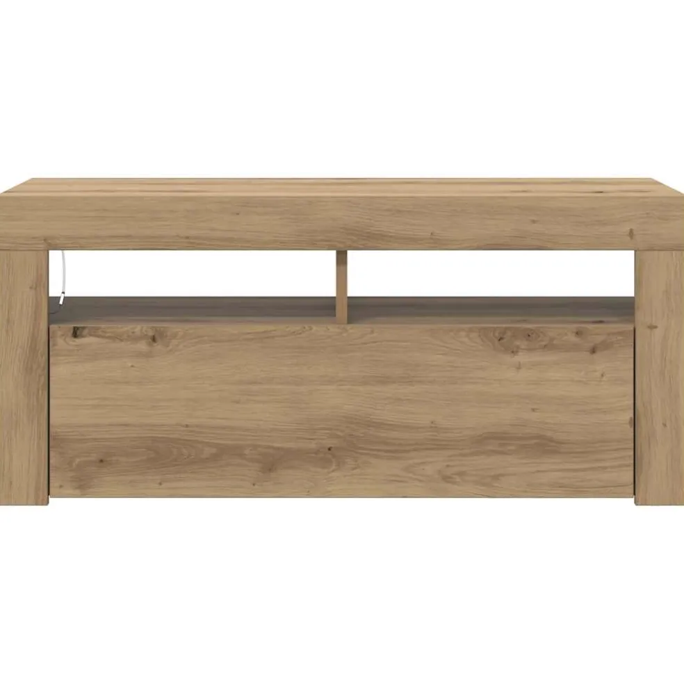 vidaXL Tv-meubel met LED 90x35x40 cm bewerkt hout artisanaal eiken