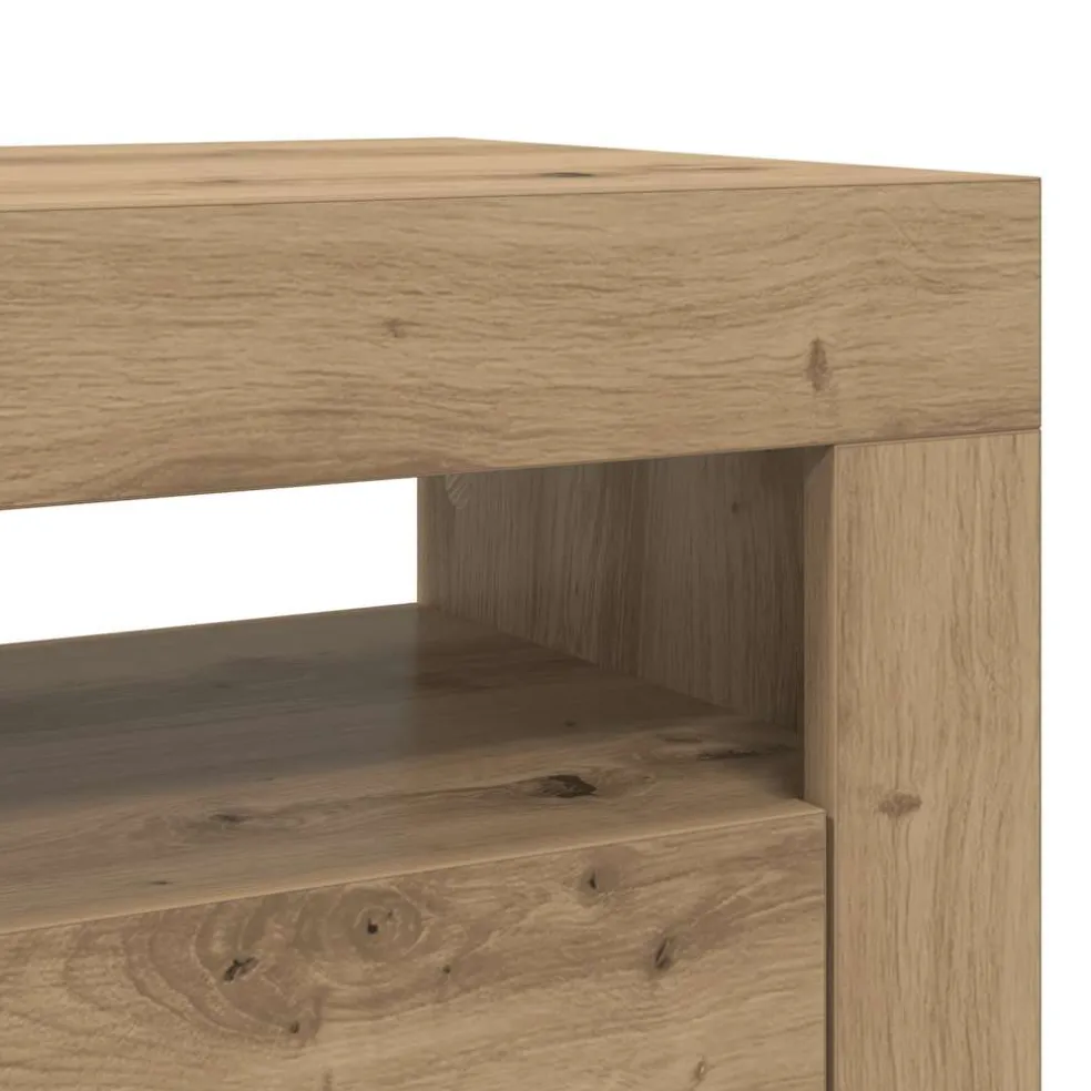 vidaXL Tv-meubel met LED 90x35x40 cm bewerkt hout artisanaal eiken