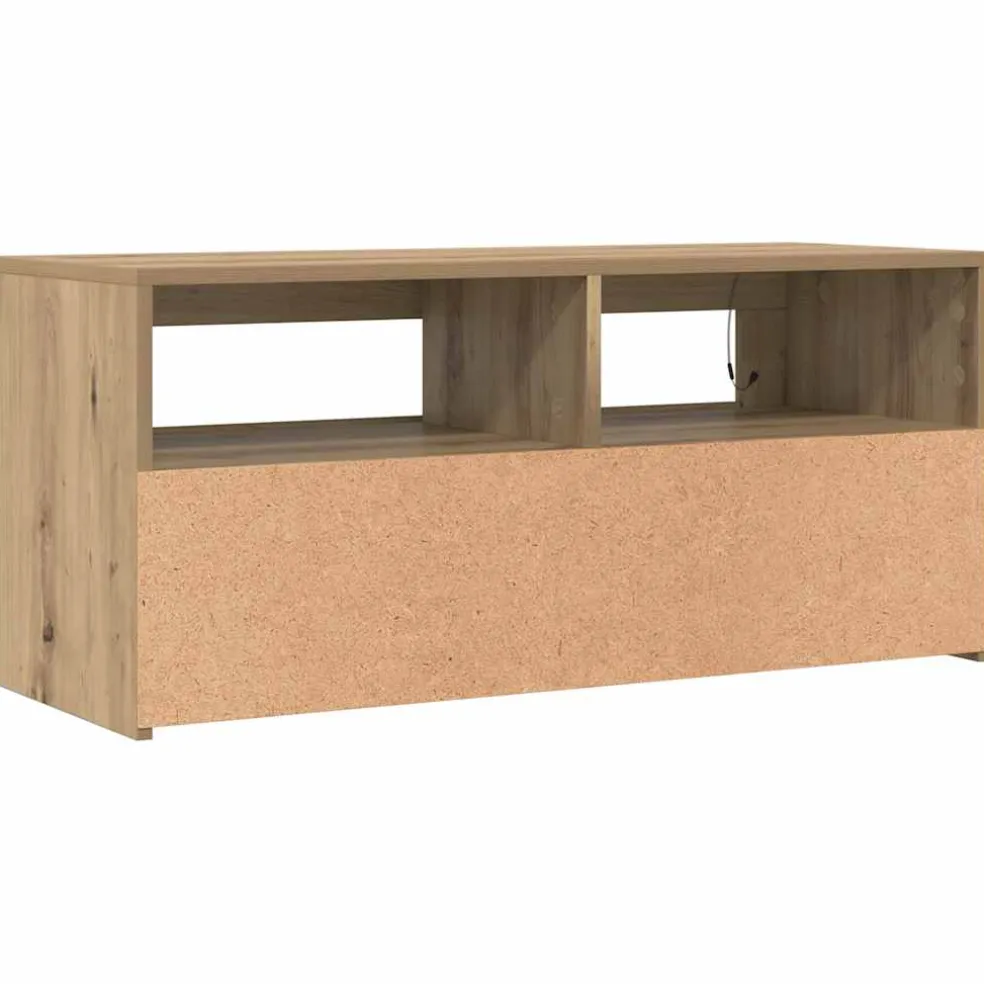 vidaXL Tv-meubel met LED 90x35x40 cm bewerkt hout artisanaal eiken