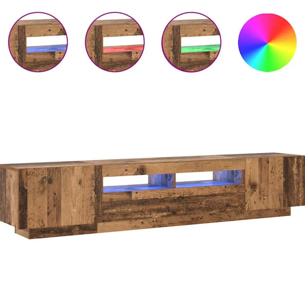 vidaXL Tv-meubel met LED 200x35x40 cm bewerkt hout oud hout