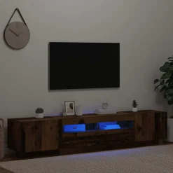 vidaXL Tv-meubel met LED 200x35x40 cm bewerkt hout oud hout