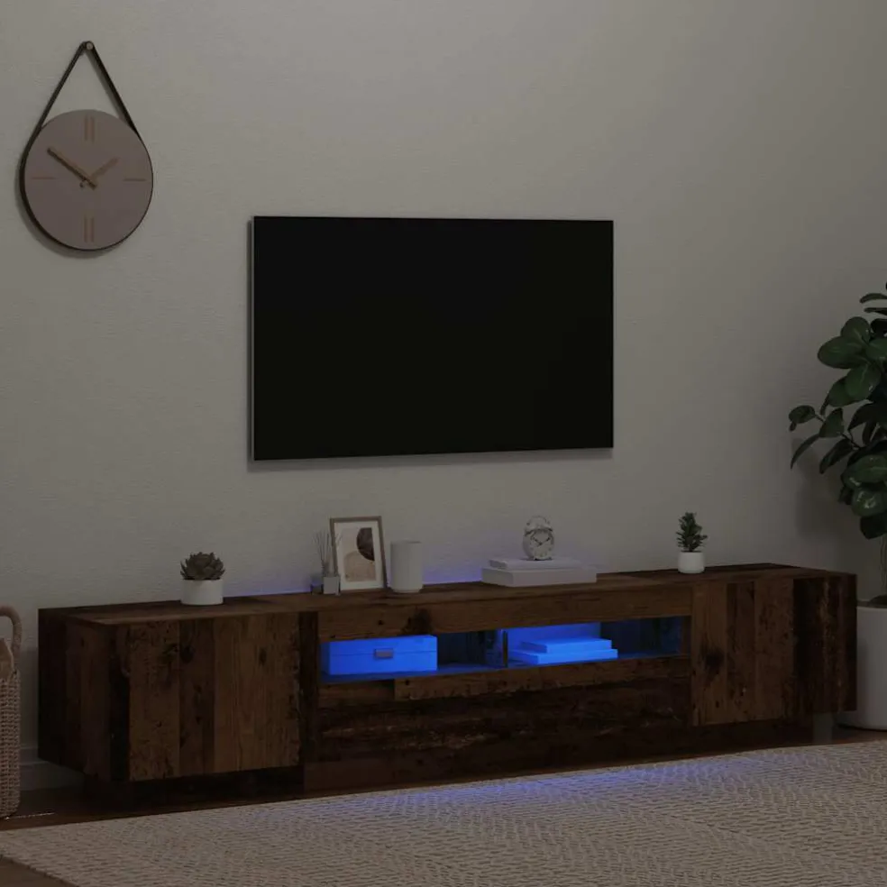 vidaXL Tv-meubel met LED 200x35x40 cm bewerkt hout oud hout