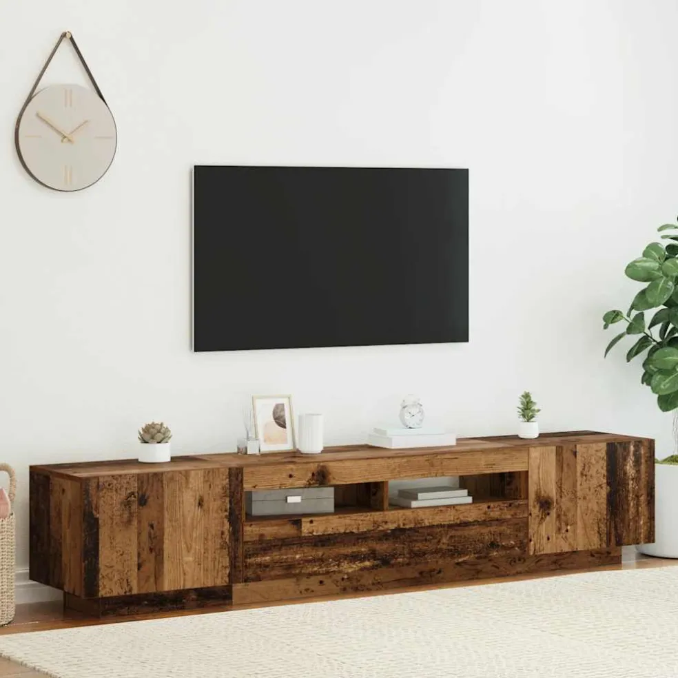 vidaXL Tv-meubel met LED 200x35x40 cm bewerkt hout oud hout