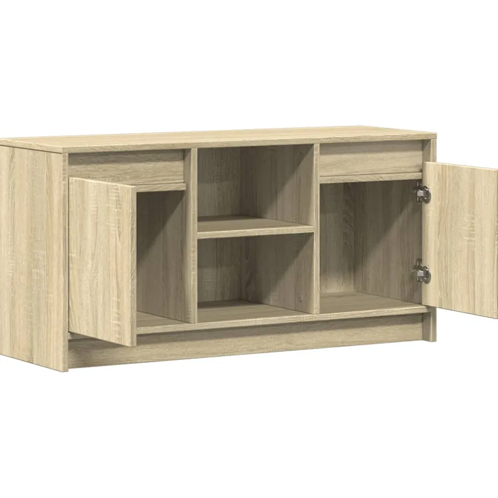 vidaXL Tv-meubel met LED 100x34x50 cm bewerkt hout sonoma eikenkleurig