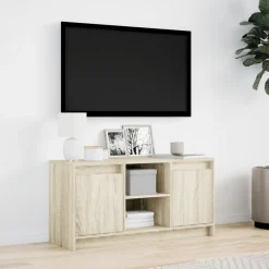 vidaXL Tv-meubel met LED 100x34x50 cm bewerkt hout sonoma eikenkleurig