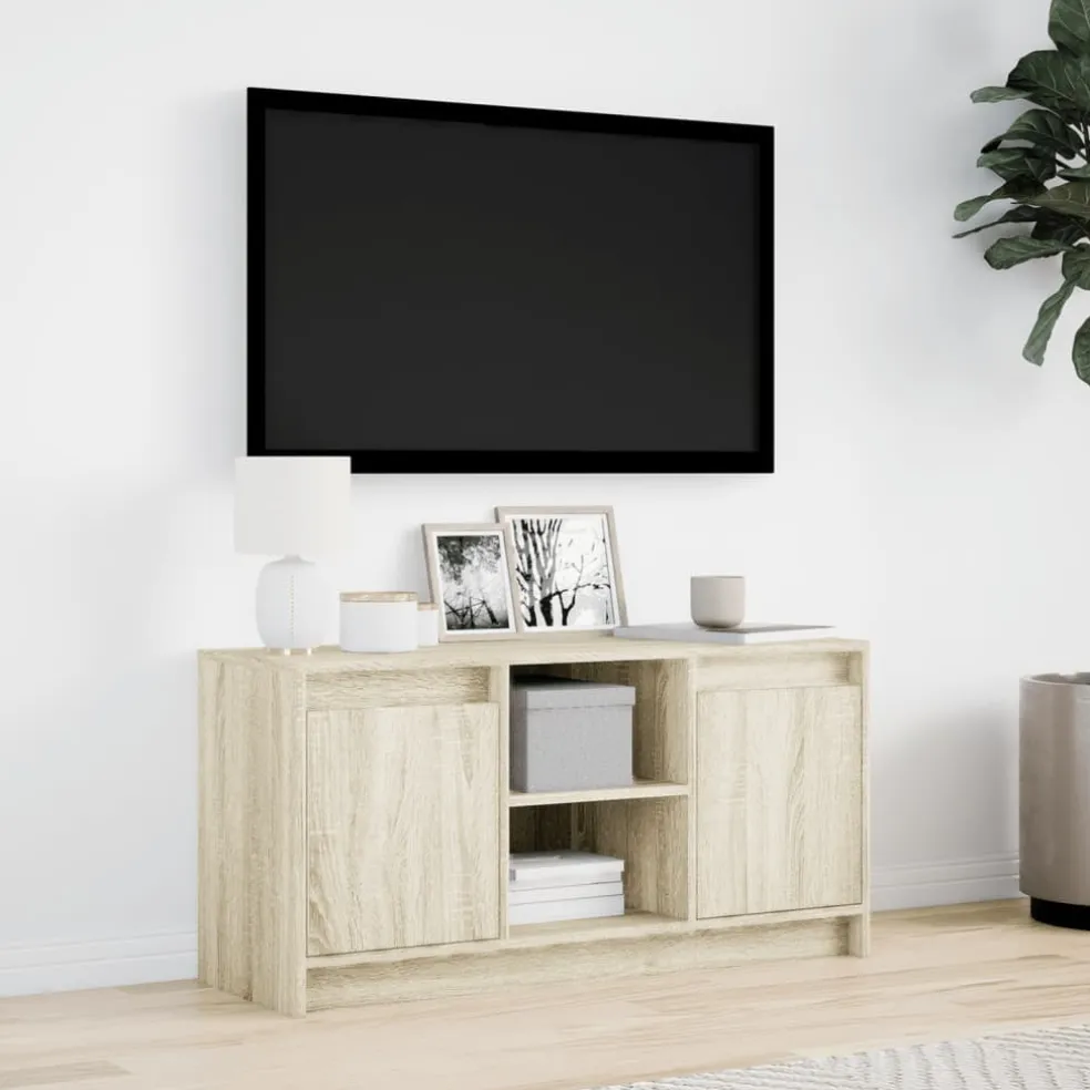 vidaXL Tv-meubel met LED 100x34x50 cm bewerkt hout sonoma eikenkleurig