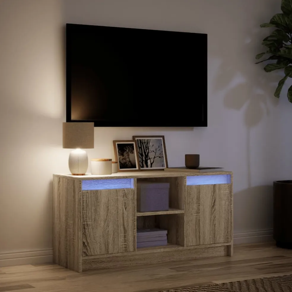 vidaXL Tv-meubel met LED 100x34x50 cm bewerkt hout sonoma eikenkleurig