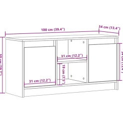 vidaXL Tv-meubel met LED 100x34x50 cm bewerkt hout sonoma eikenkleurig