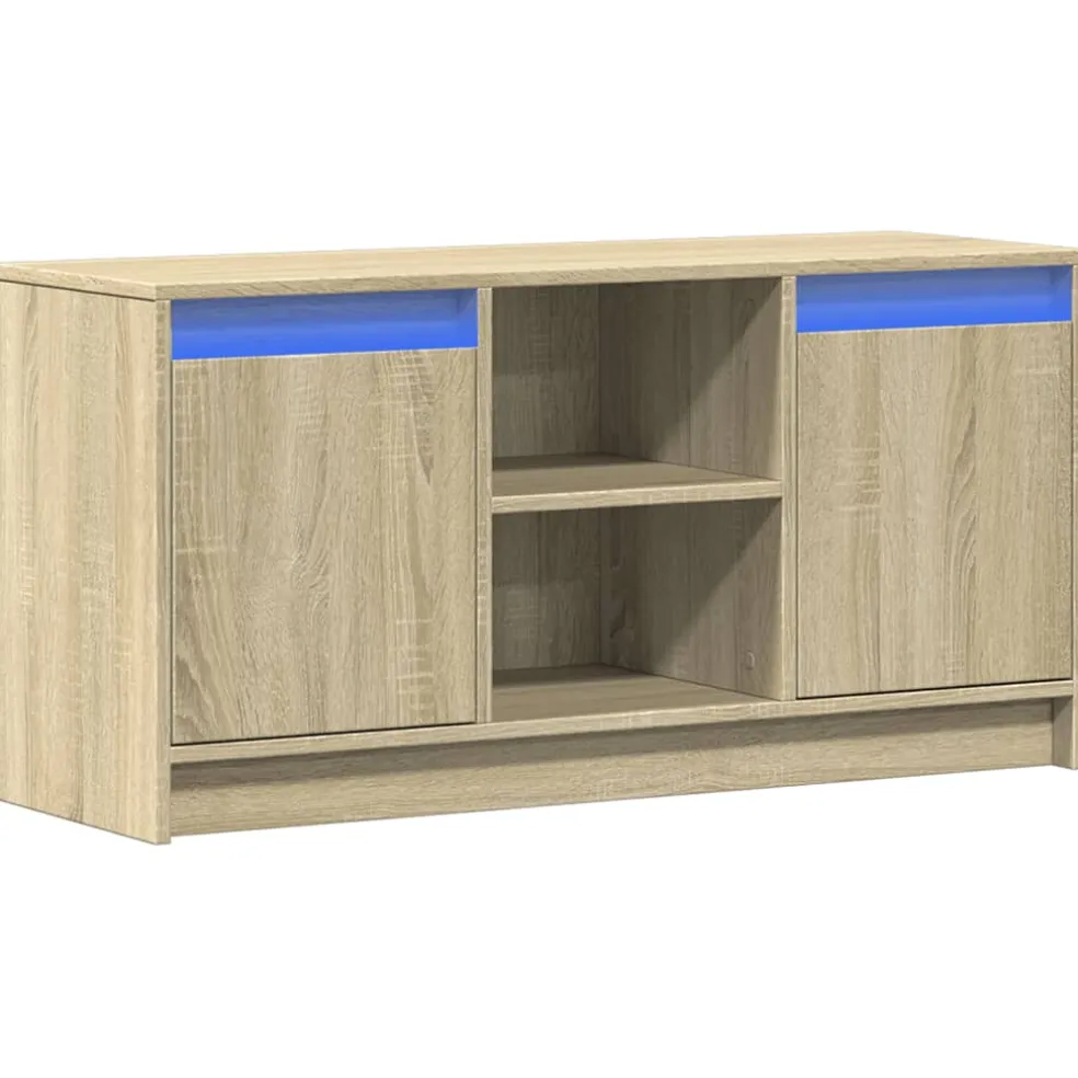 vidaXL Tv-meubel met LED 100x34x50 cm bewerkt hout sonoma eikenkleurig