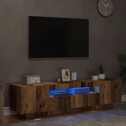 vidaXL Tv-meubel met LED 160x35x40 cm bewerkt hout oud hout
