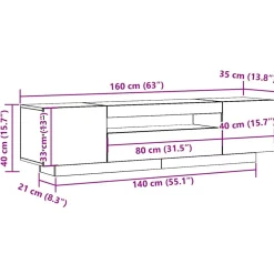 vidaXL Tv-meubel met LED 160x35x40 cm bewerkt hout oud hout