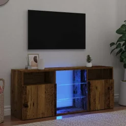 vidaXL Tv-meubel met LED 120x30x50 cm bewerkt hout oud hout