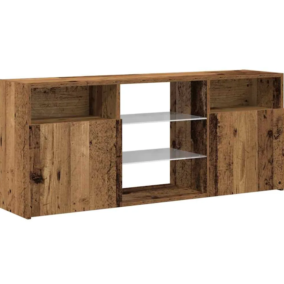 vidaXL Tv-meubel met LED 120x30x50 cm bewerkt hout oud hout