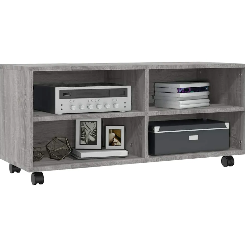 vidaXL Tv-meubel met wieltjes 90x35x35 cm bewerkt hout grijs sonoma