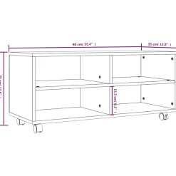 vidaXL Tv-meubel met wieltjes 90x35x35 cm bewerkt hout grijs sonoma