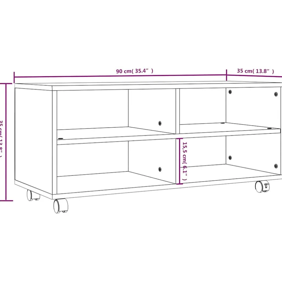 vidaXL Tv-meubel met wieltjes 90x35x35 cm bewerkt hout grijs sonoma