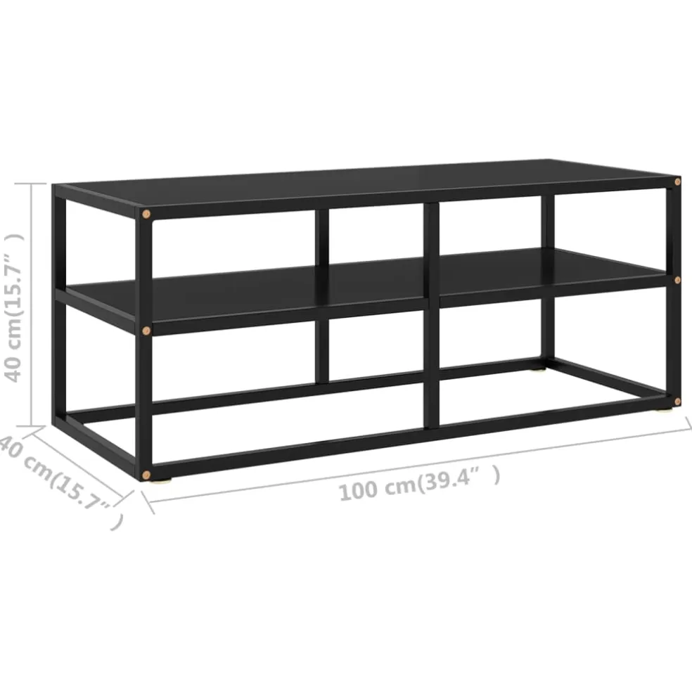 vidaXL Tv-meubel met zwart glas 100x40x40 cm zwart