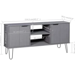 vidaXL Tv-meubel New York massief grenenhout grijs