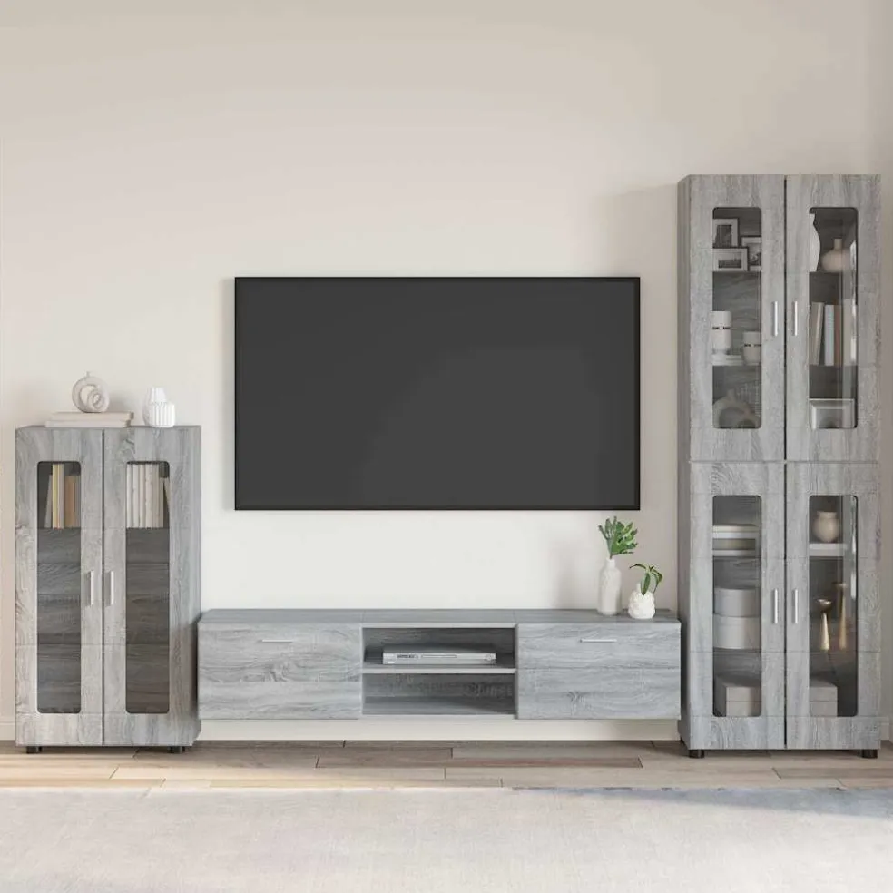 vidaXL Tv-meubelset FLORIN 3 st Grijs Sonoma Bewerkt hout