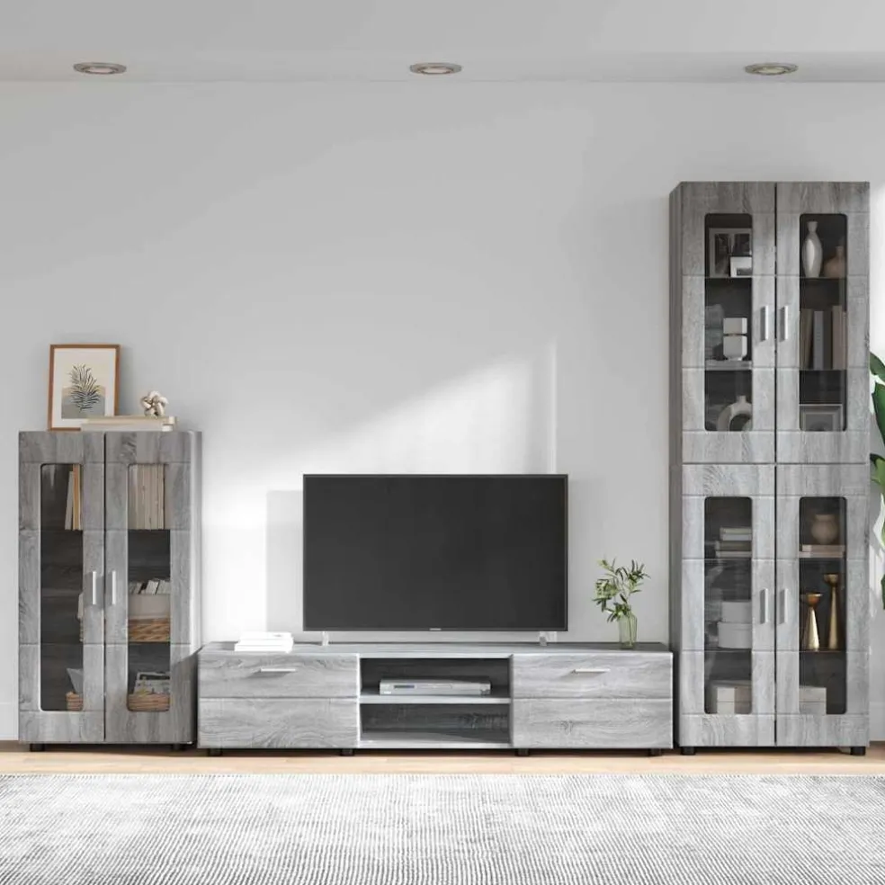 vidaXL Tv-meubelset FLORIN 3 st Grijs Sonoma Bewerkt hout