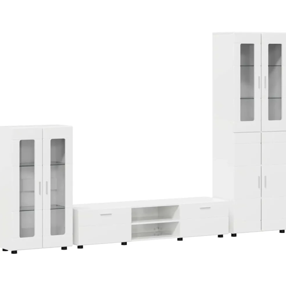vidaXL Tv-meubelset FLORIN 3 st Hoogglans wit Bewerkt hout