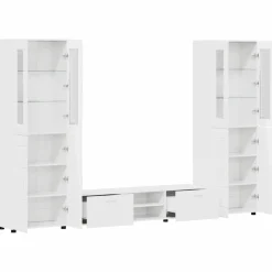 vidaXL Tv-meubelset FLORIN 3 st Hoogglans wit Bewerkt hout