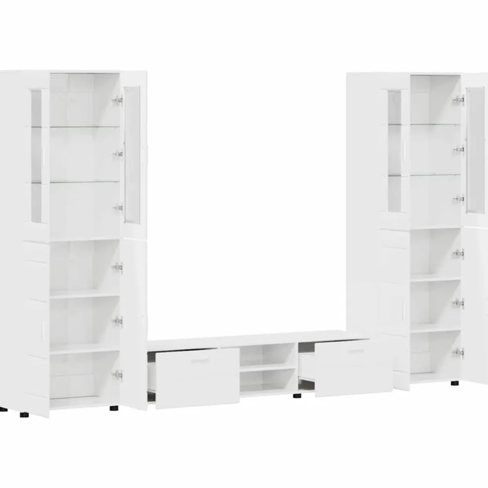 vidaXL Tv-meubelset FLORIN 3 st Hoogglans wit Bewerkt hout