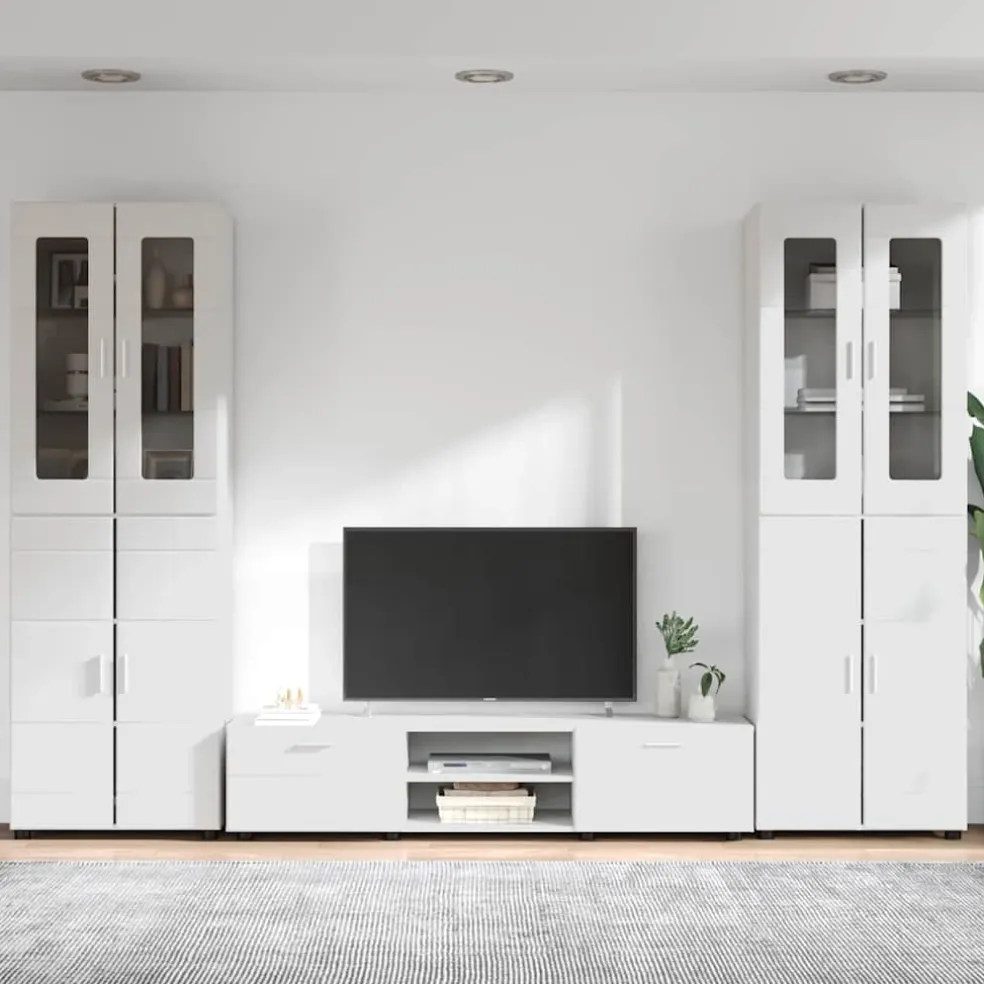 vidaXL Tv-meubelset FLORIN 3 st Hoogglans wit Bewerkt hout